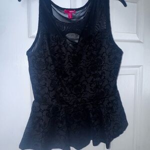 BONGO Elegant Black Lace Peplum Top